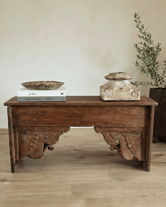 Antique Teak Wood Corbel Bench