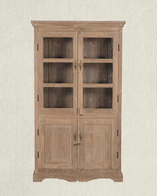 Antique Teak Wood Glass Almirah 6