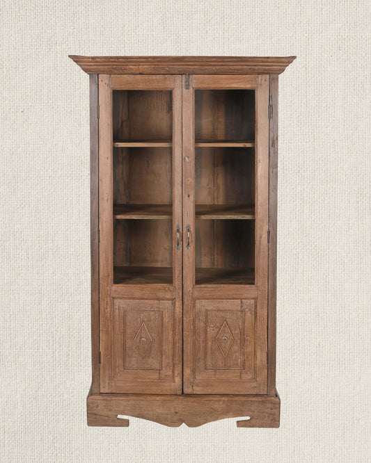 Antique Teak Wood Glass Almirah 11