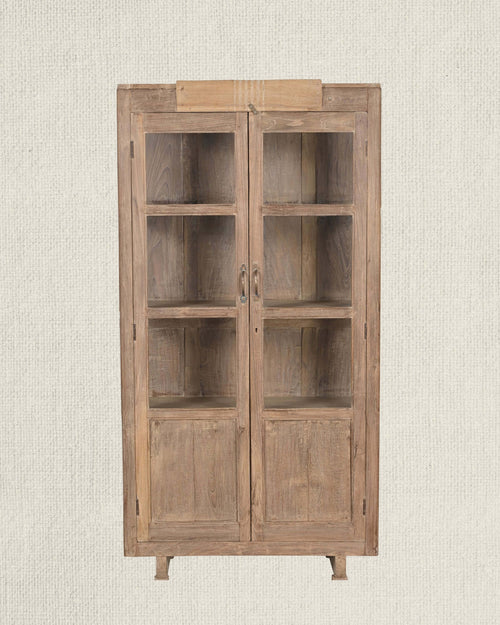 Antique Teak Wood Glass Almirah 13