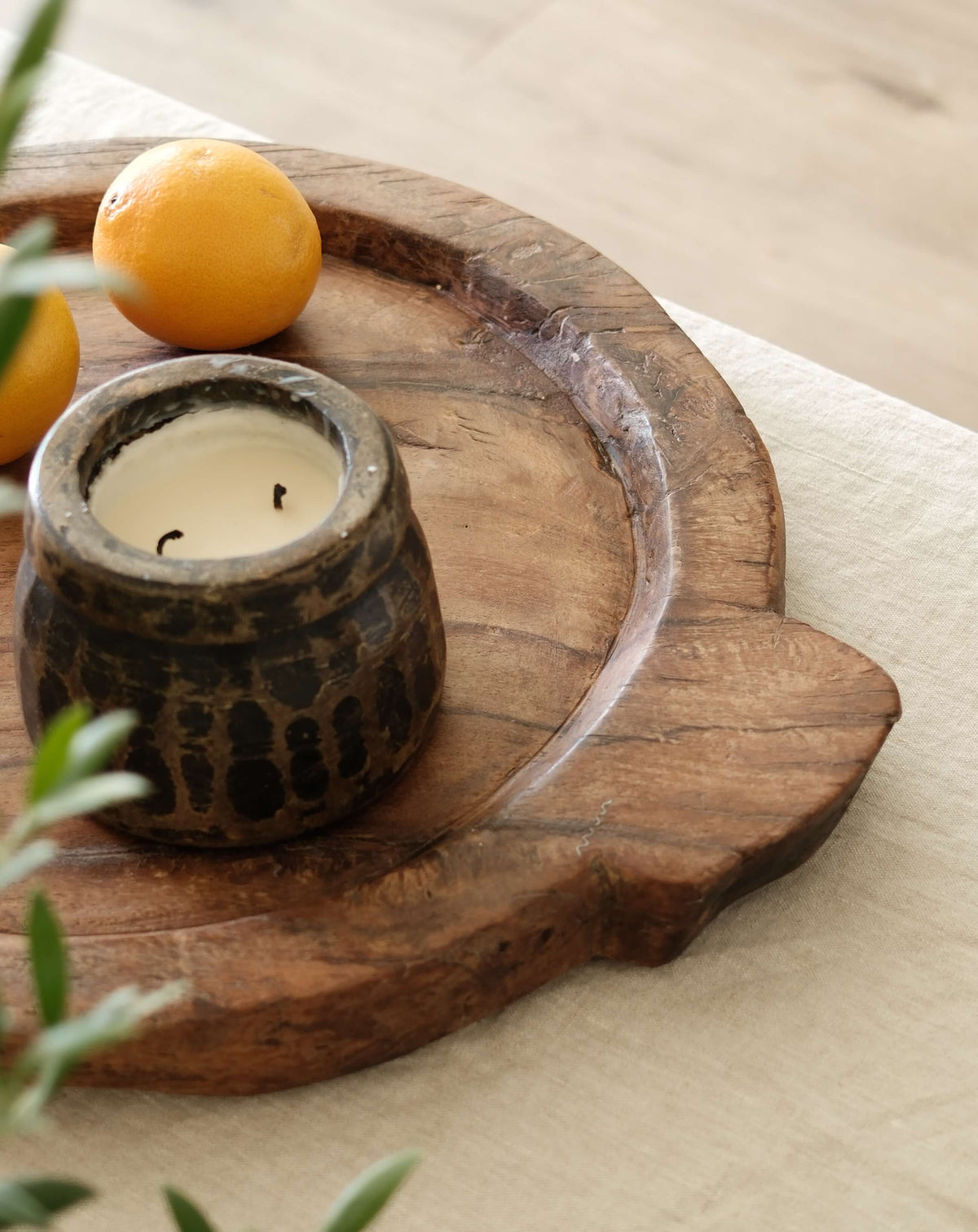 Vintage Teak Wood Dough Bowl