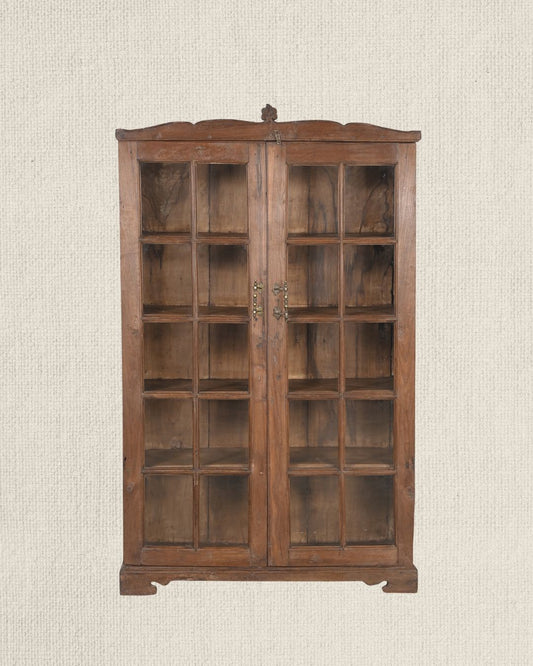 Antique Teak Wood Glass Almirah 12