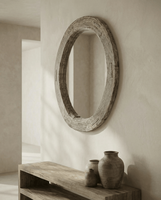 Reclaimed Wheel Mirror Bleached 4