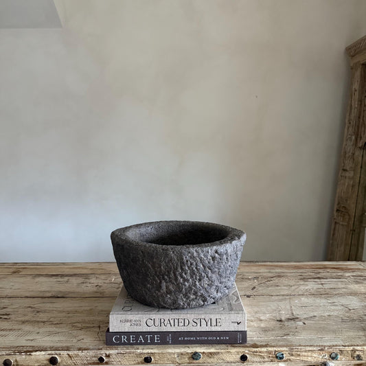 Antique Heavy Stone Mortar Planter - Project Kalaā