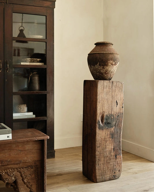 Antique Teak Wood Pedestal 37"