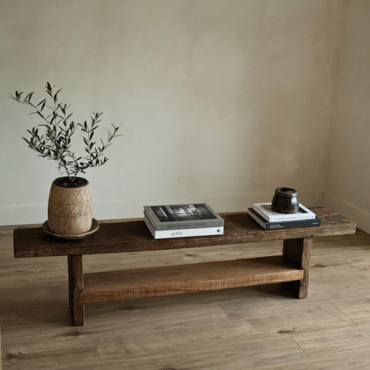 Long Teak Slab Bench 62"