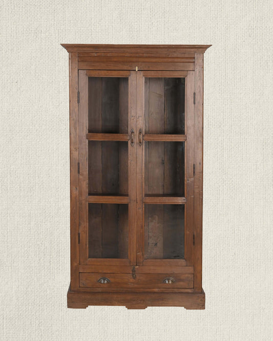 Antique Teak Wood Glass Almirah 2