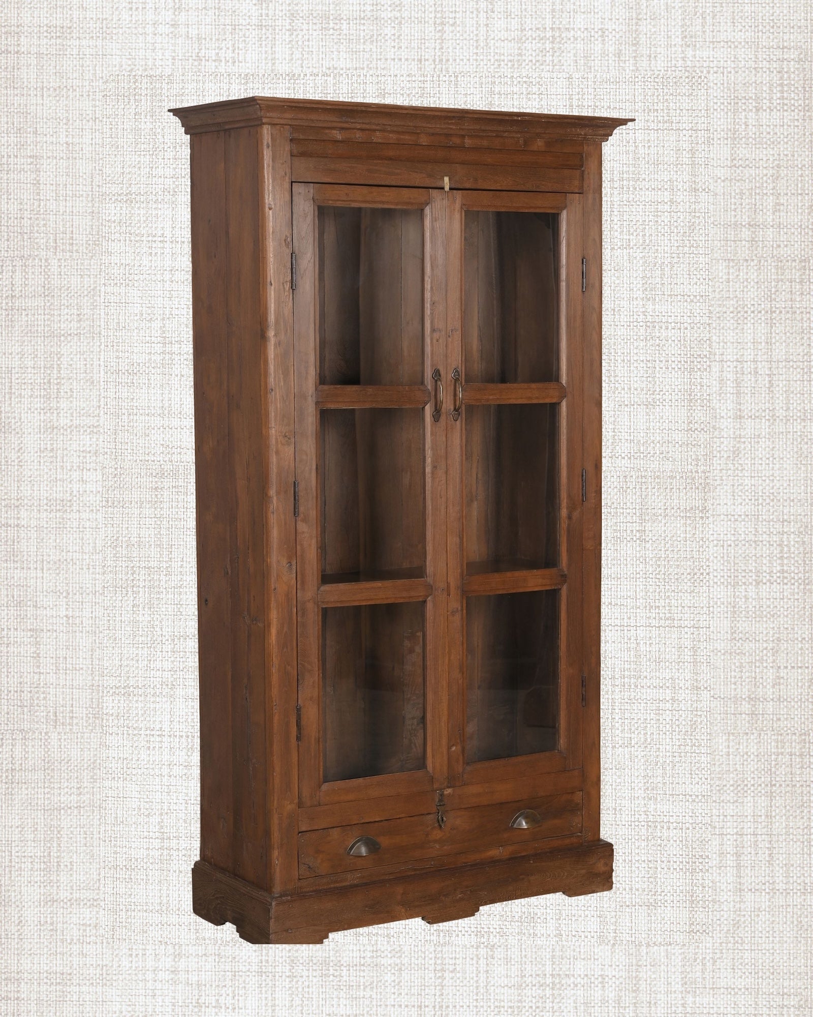 Antique Teak Wood Glass Almirah 2