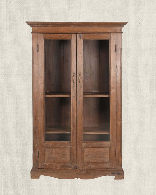 Antique Teak Wood Glass Almirah 3