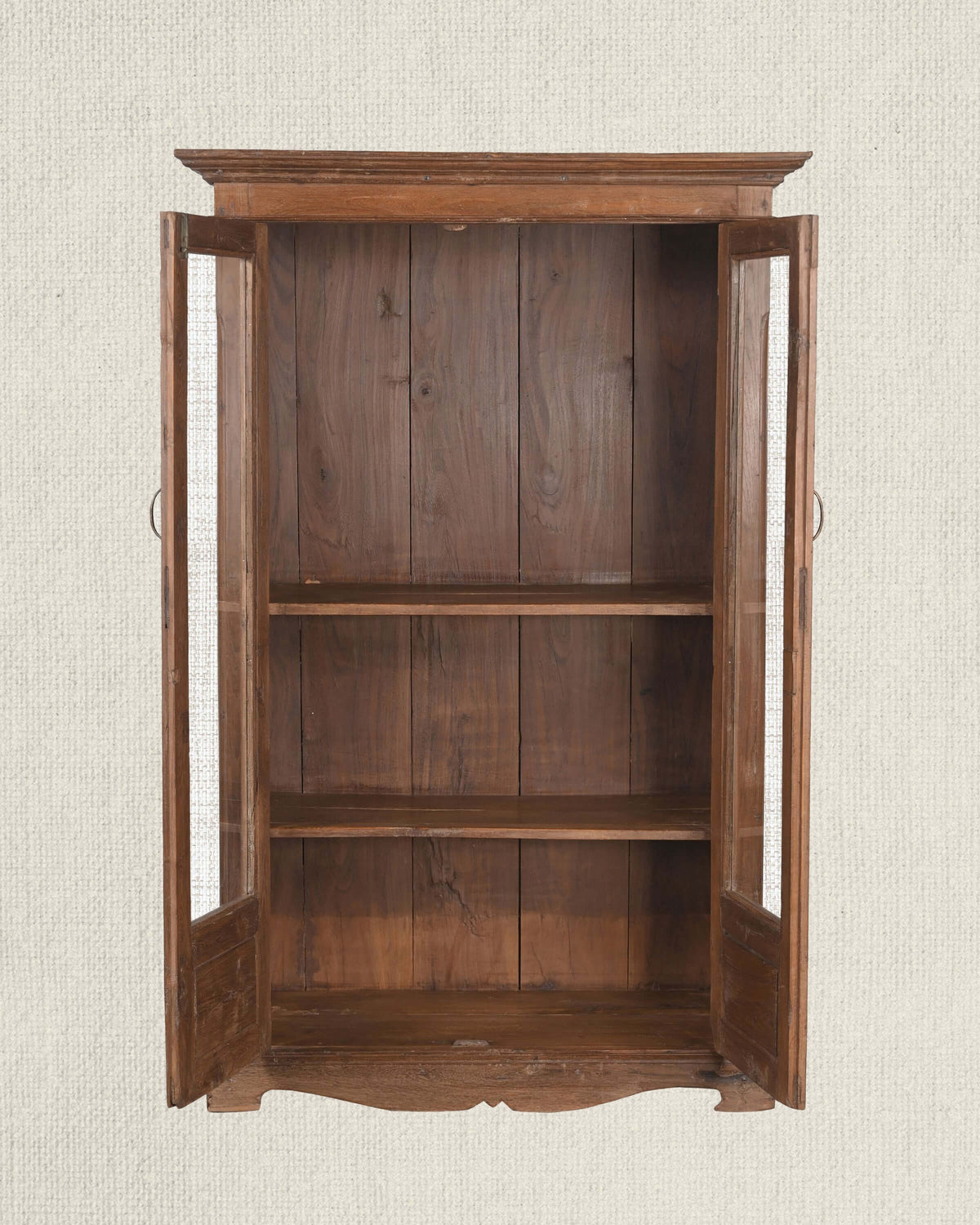 Antique Teak Wood Glass Almirah 3
