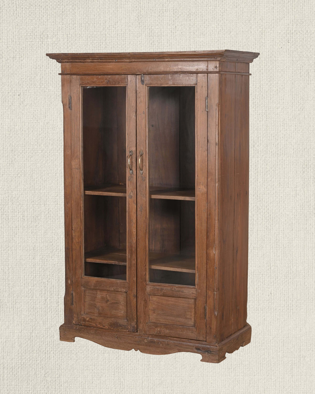 Antique Teak Wood Glass Almirah 3