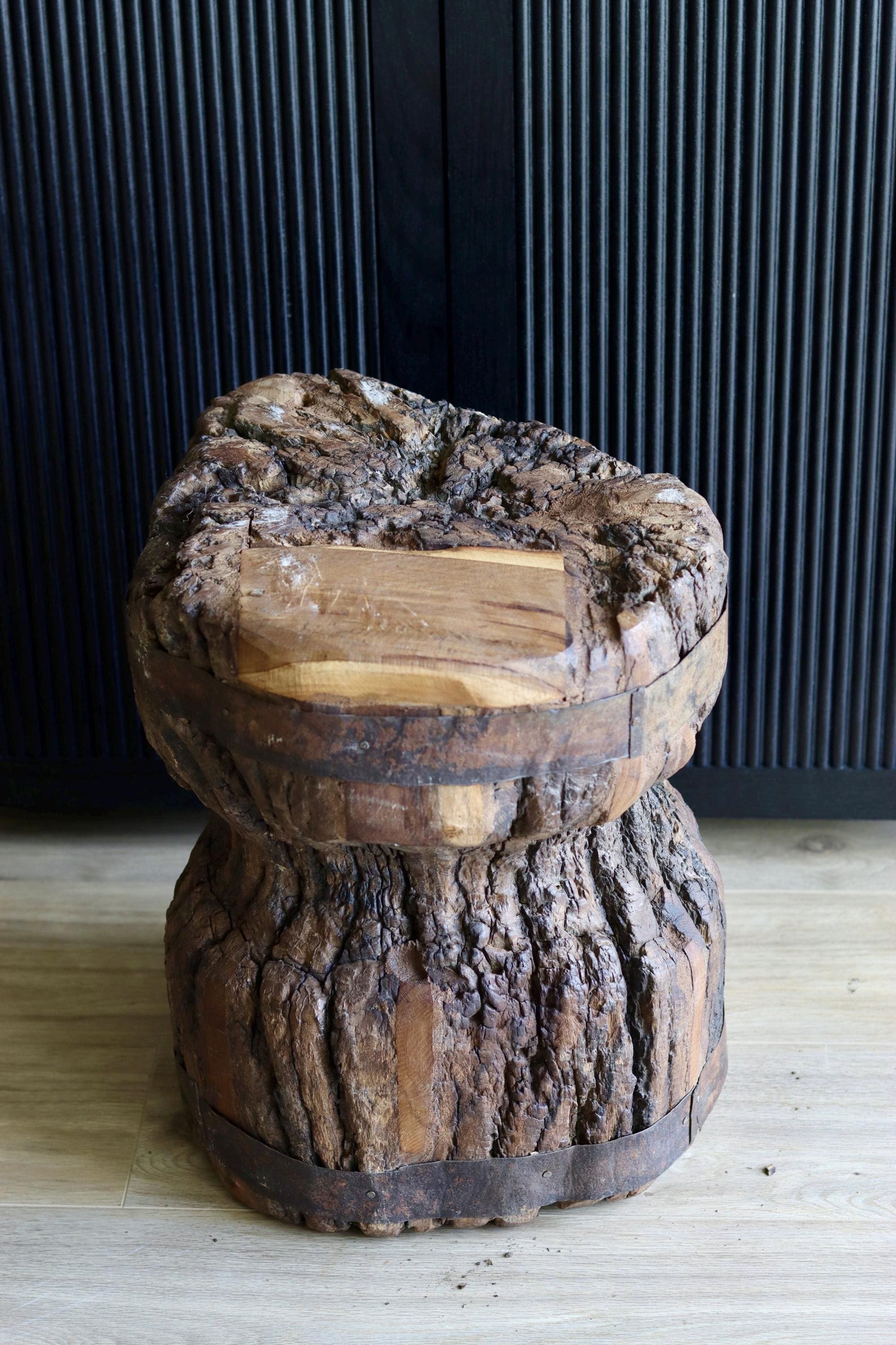Large Vintage Rustic Side Table &  Heavy Ukhali Planter