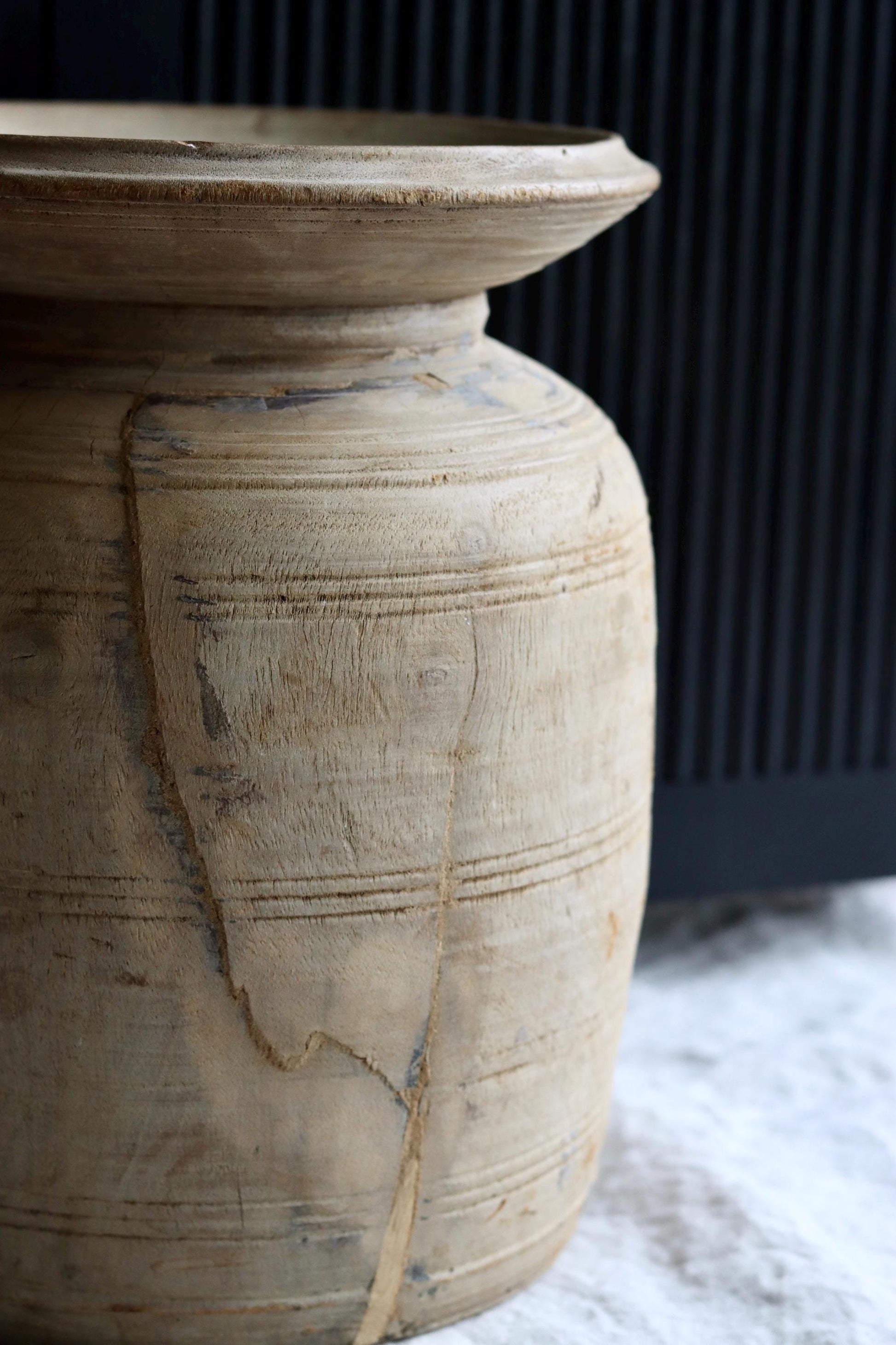 XL Vintage Himachal Teak Wood Pot