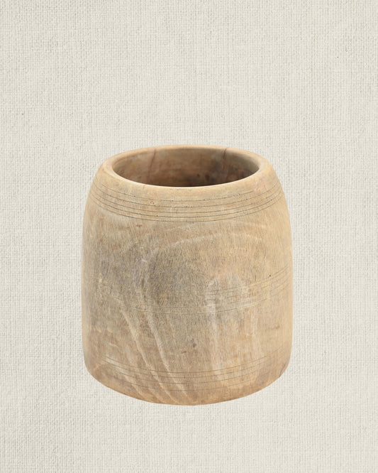 Vintage Teak Flower Pot 8"