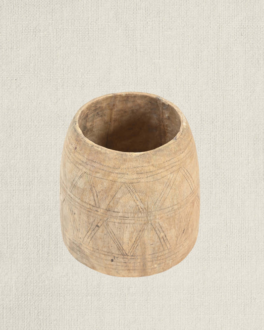 Bleached Teak Wood Pot 8"