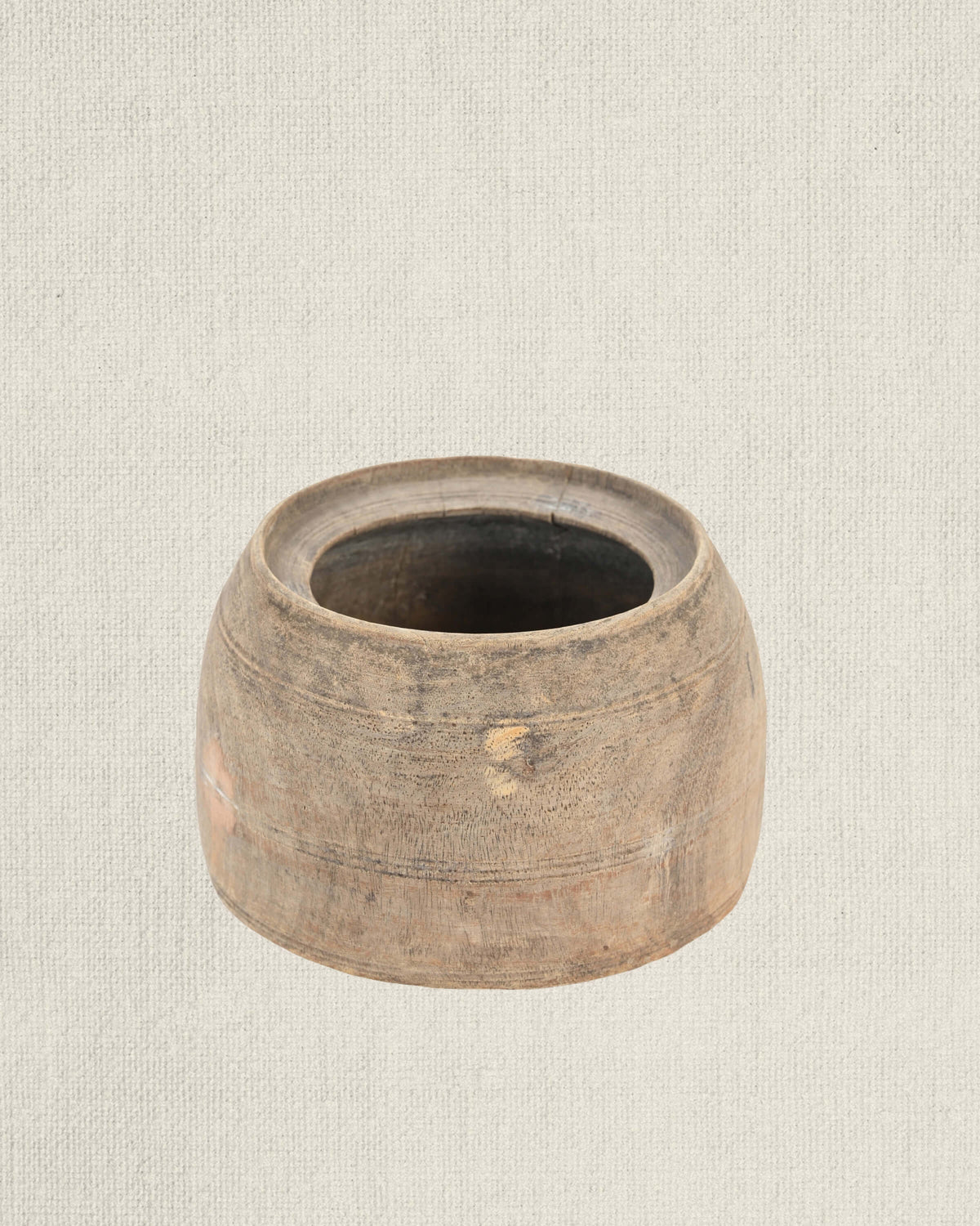 Vintage Teak Wood Pot 8.5"
