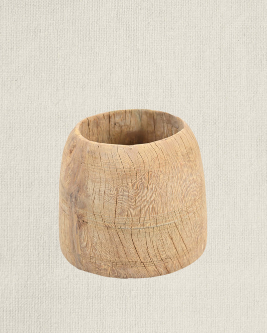 Bleached Teak Wood Pot 8"