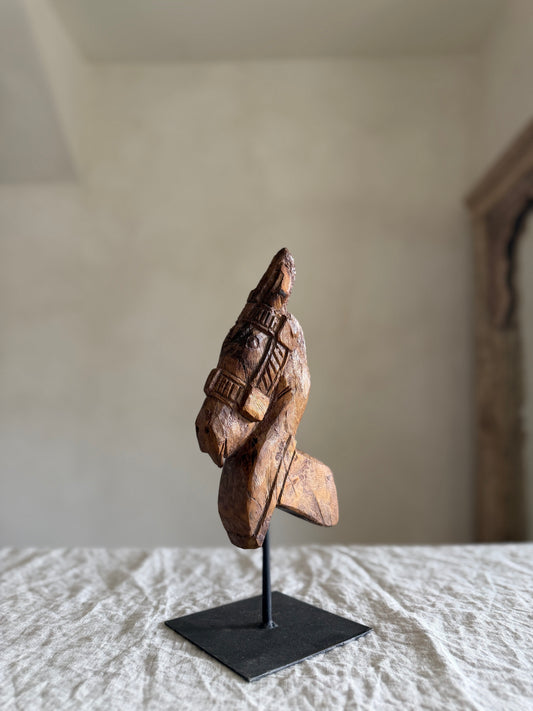 Antique Wooden Horse Head Sculpture on Stand 4