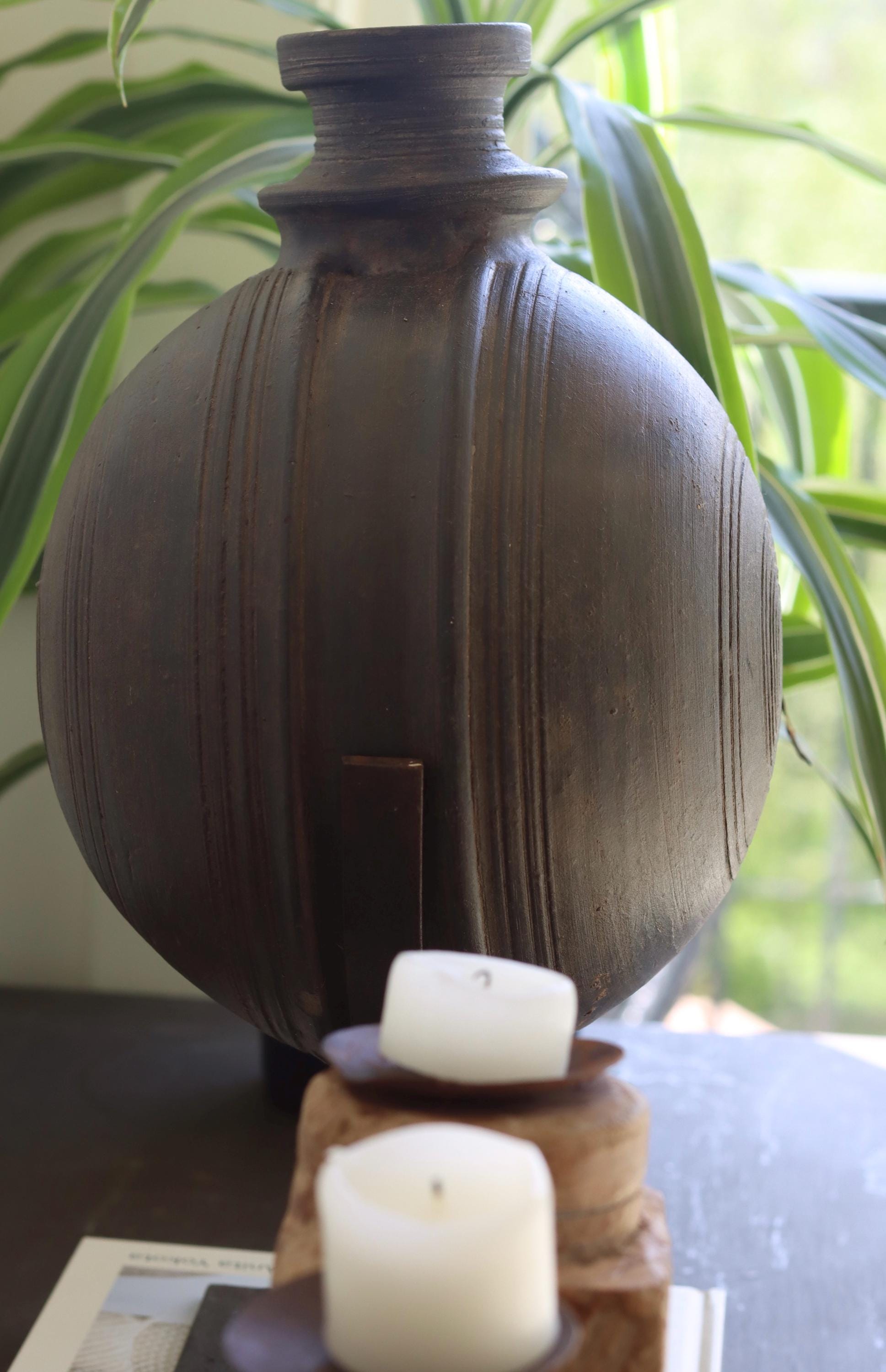 Terracotta Vintage Indian Clay Pot with Stand