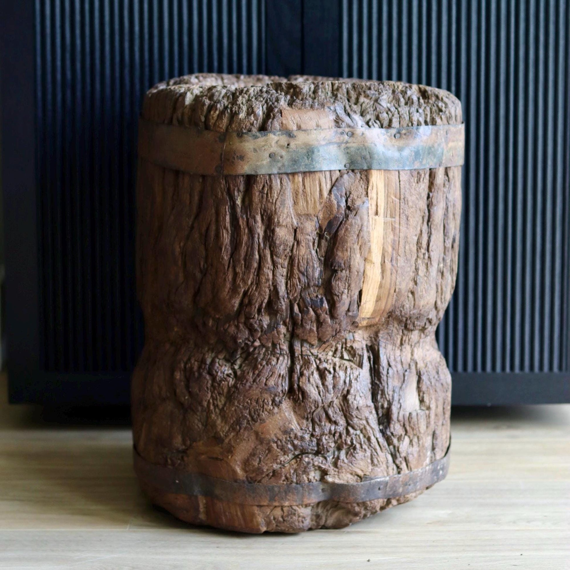 Large Vintage Rustic Side Table &  Heavy Ukhali Planter
