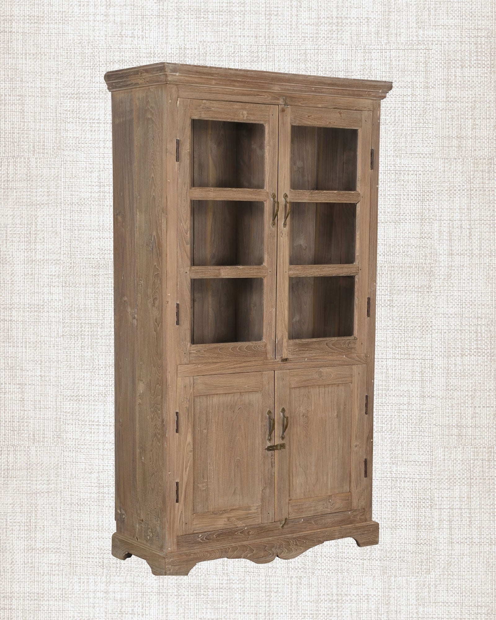 Antique Teak Wood Glass Almirah 6