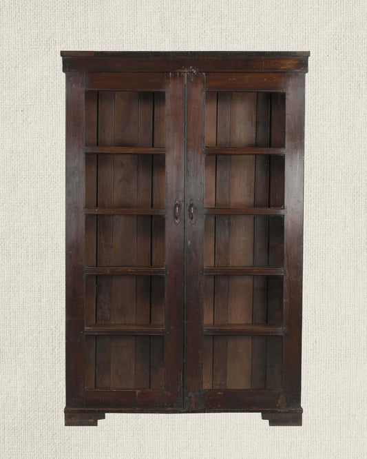 Antique Teak Wood Glass Almirah 8