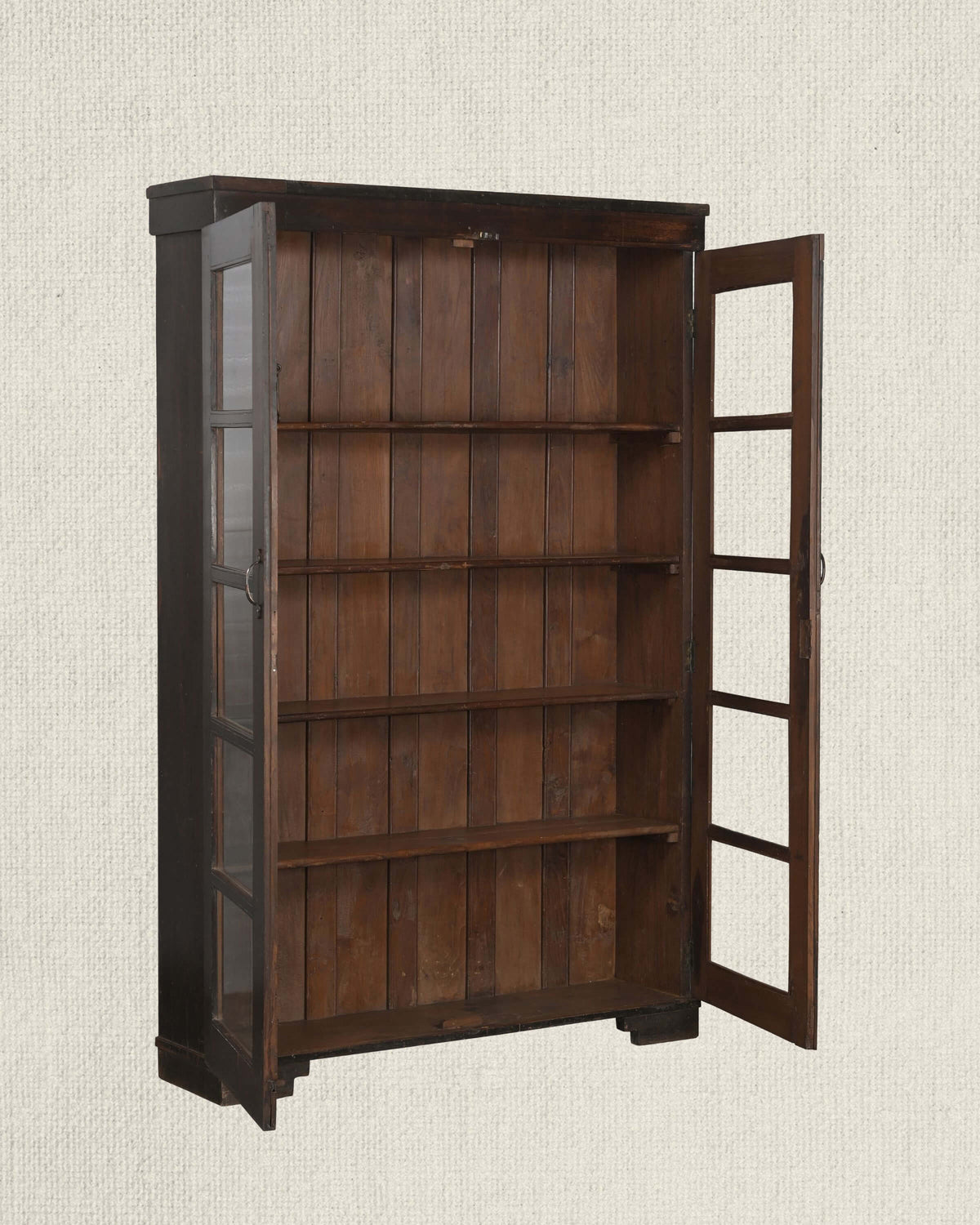 Antique Teak Wood Glass Almirah 8