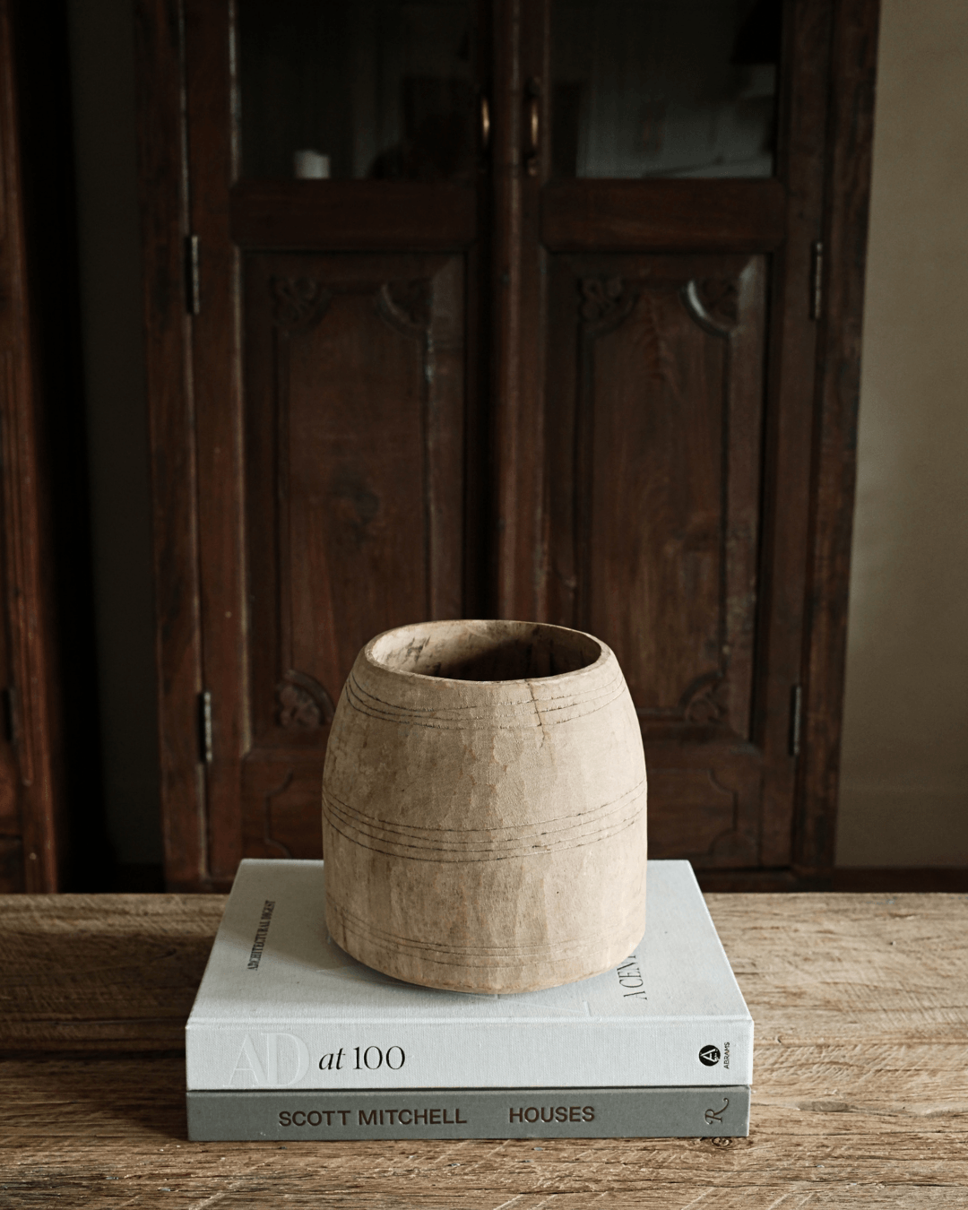 Rustic Wood Vessel 8"