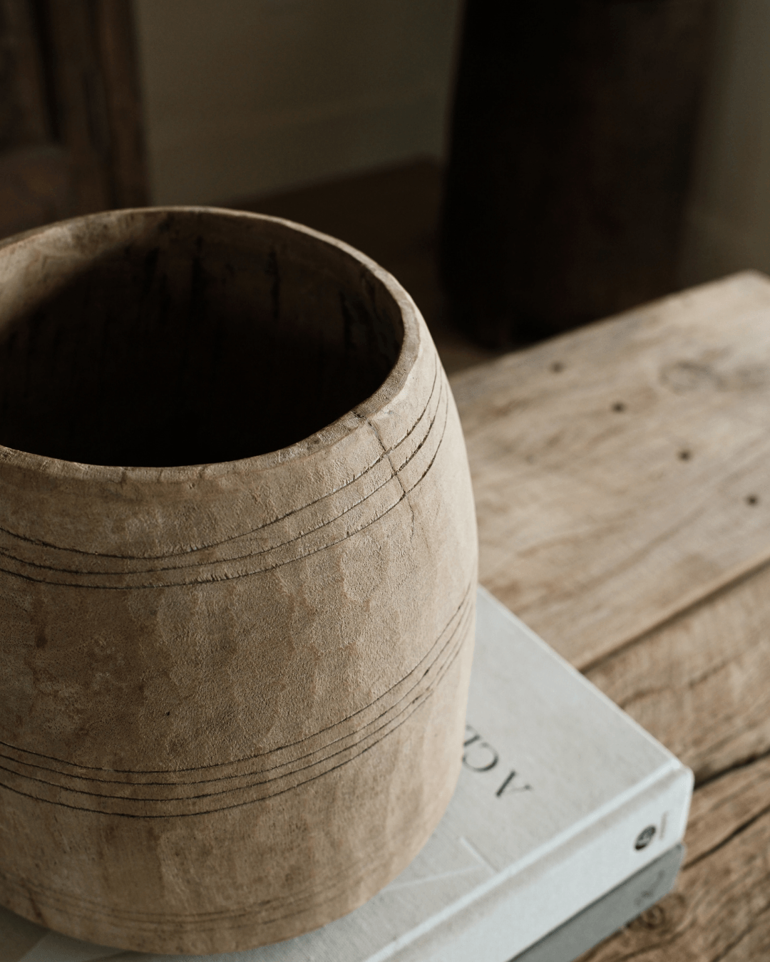 Rustic Wood Vessel 8"