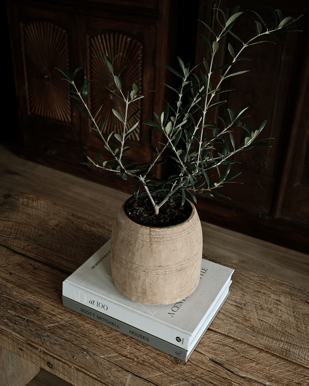Rustic Wood Vessel 8"