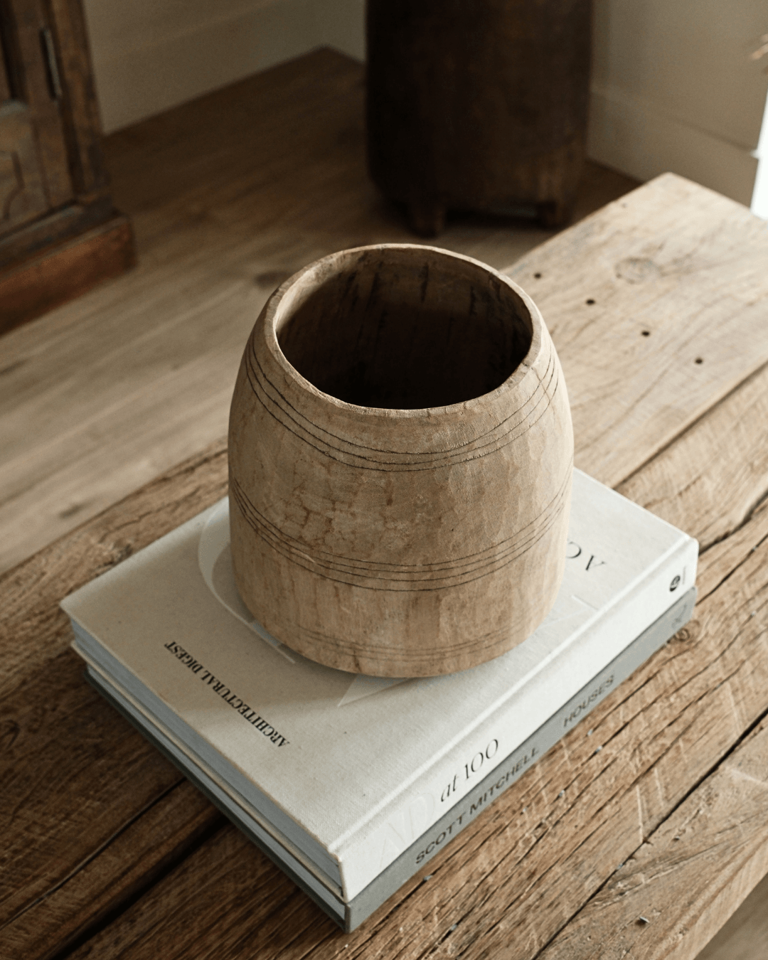 Rustic Wood Vessel 8"