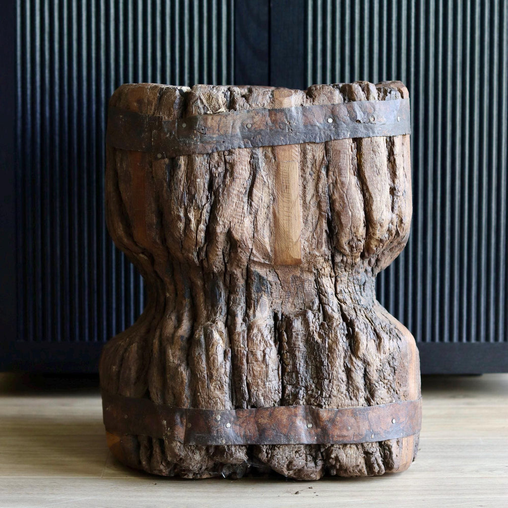 Large Vintage Rustic Side Table &  Heavy Ukhali Planter
