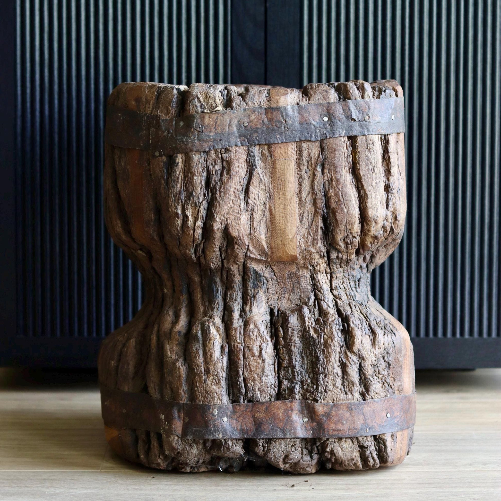 Large Vintage Rustic Side Table &  Heavy Ukhali Planter