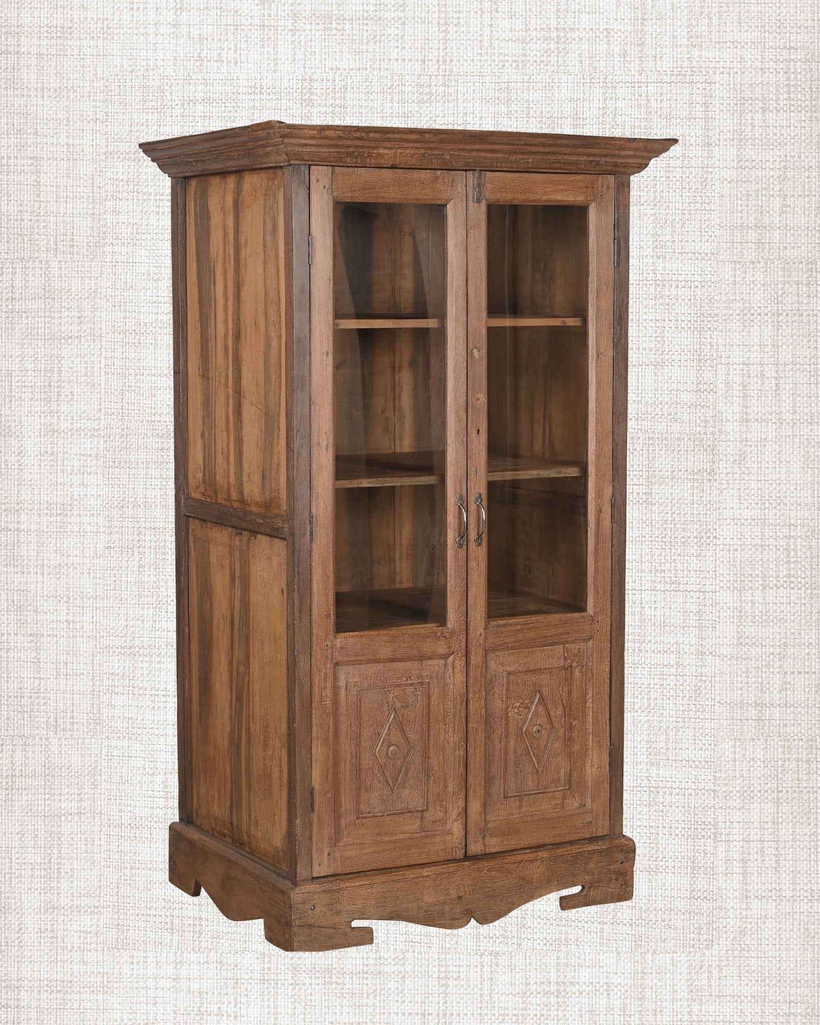 Antique Teak Wood Glass Almirah 11