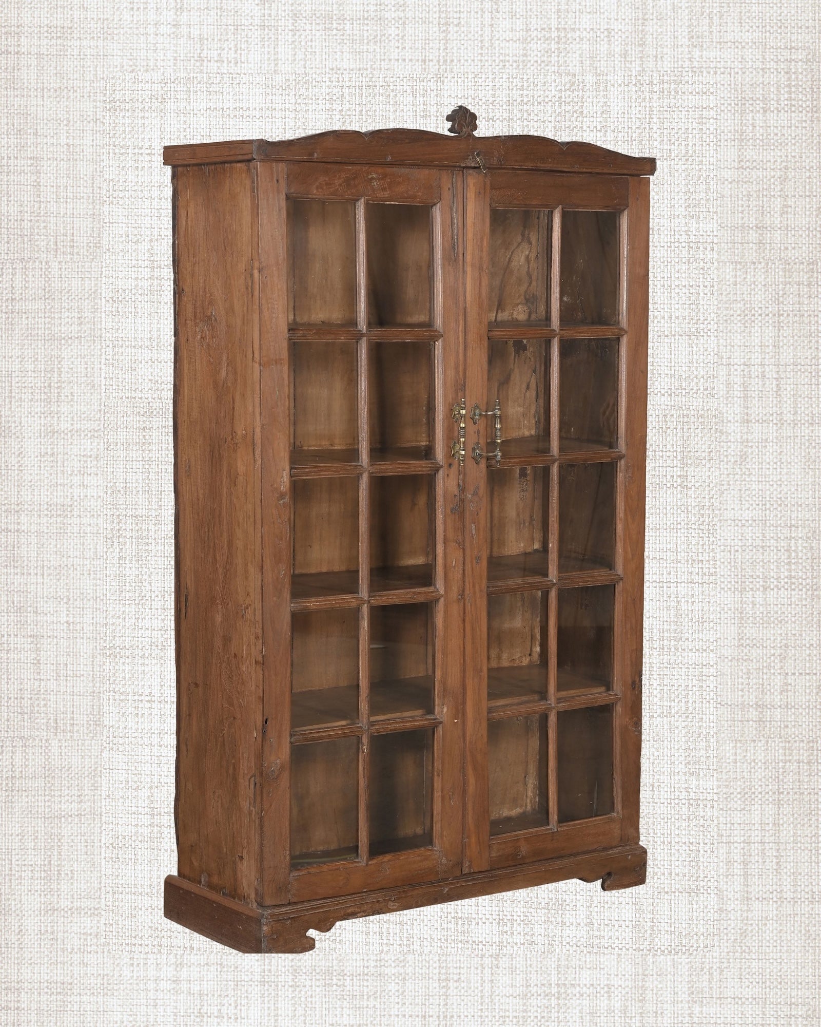 Antique Teak Wood Glass Almirah 12