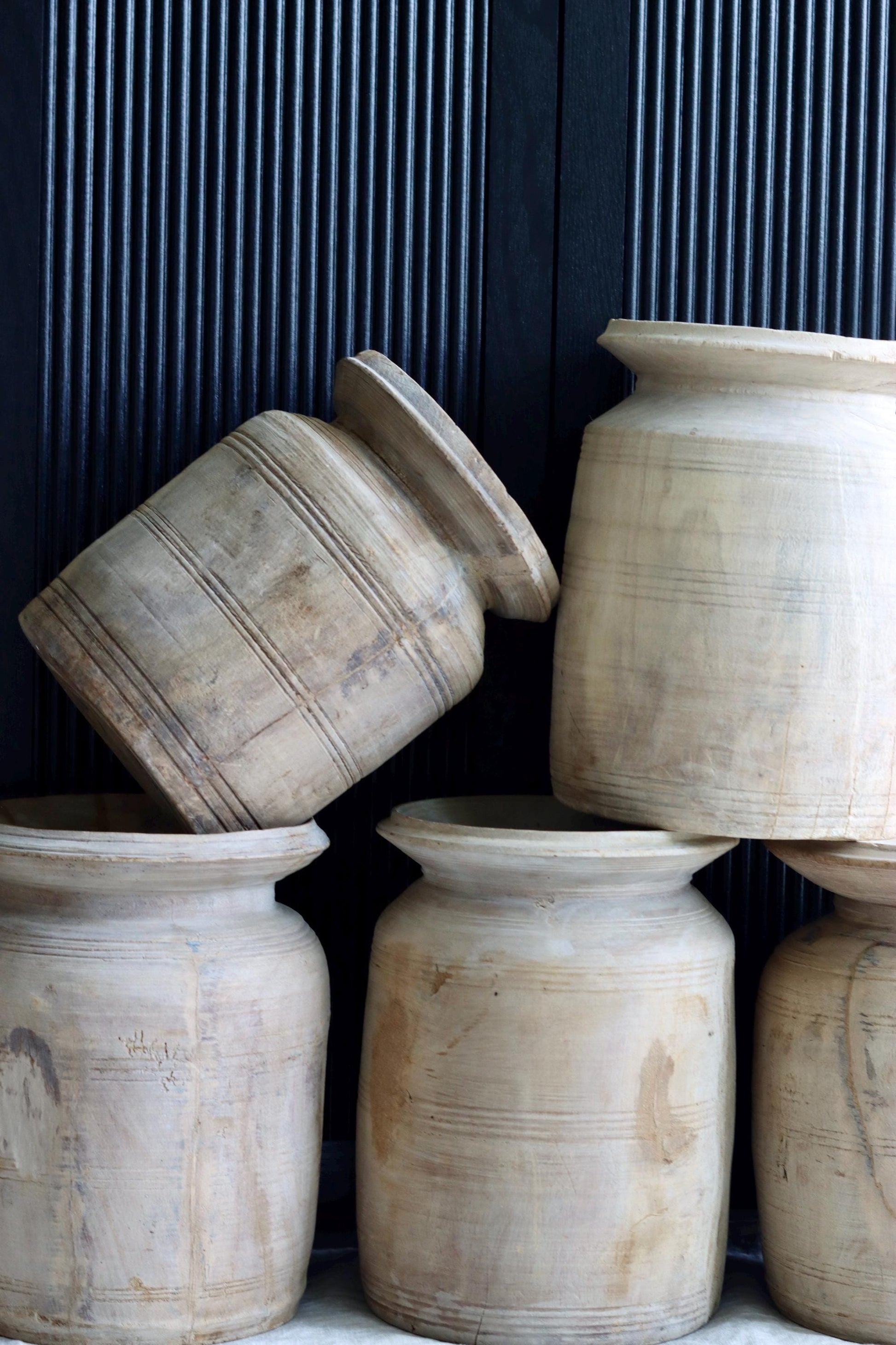 XL Vintage Himachal Teak Wood Pot