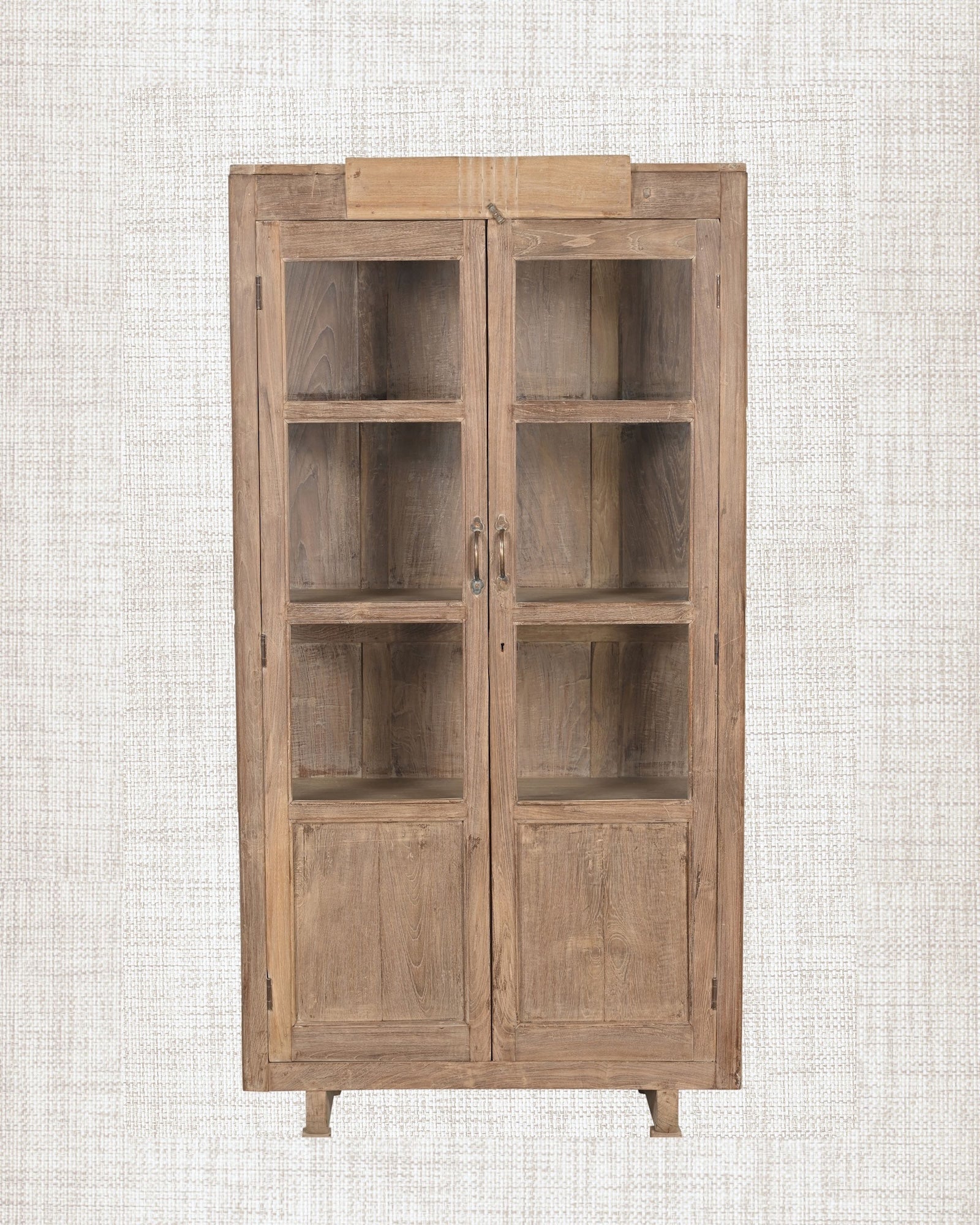 Antique Teak Wood Glass Almirah 13