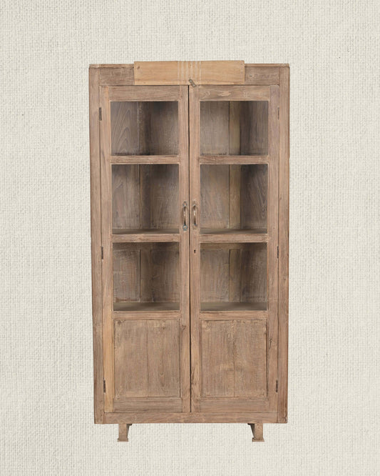 Antique Teak Wood Glass Almirah 13