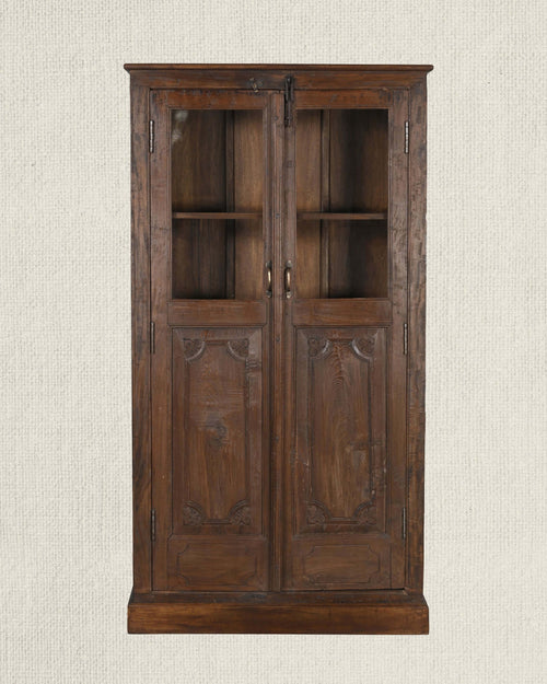 Antique Teak Wood Glass Almirah 14