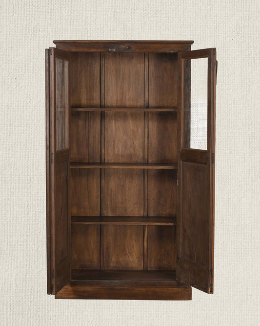 Antique Teak Wood Glass Almirah 14