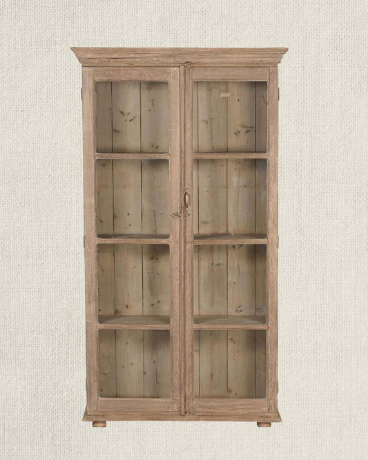 Antique Teak Wood Glass Almirah 15