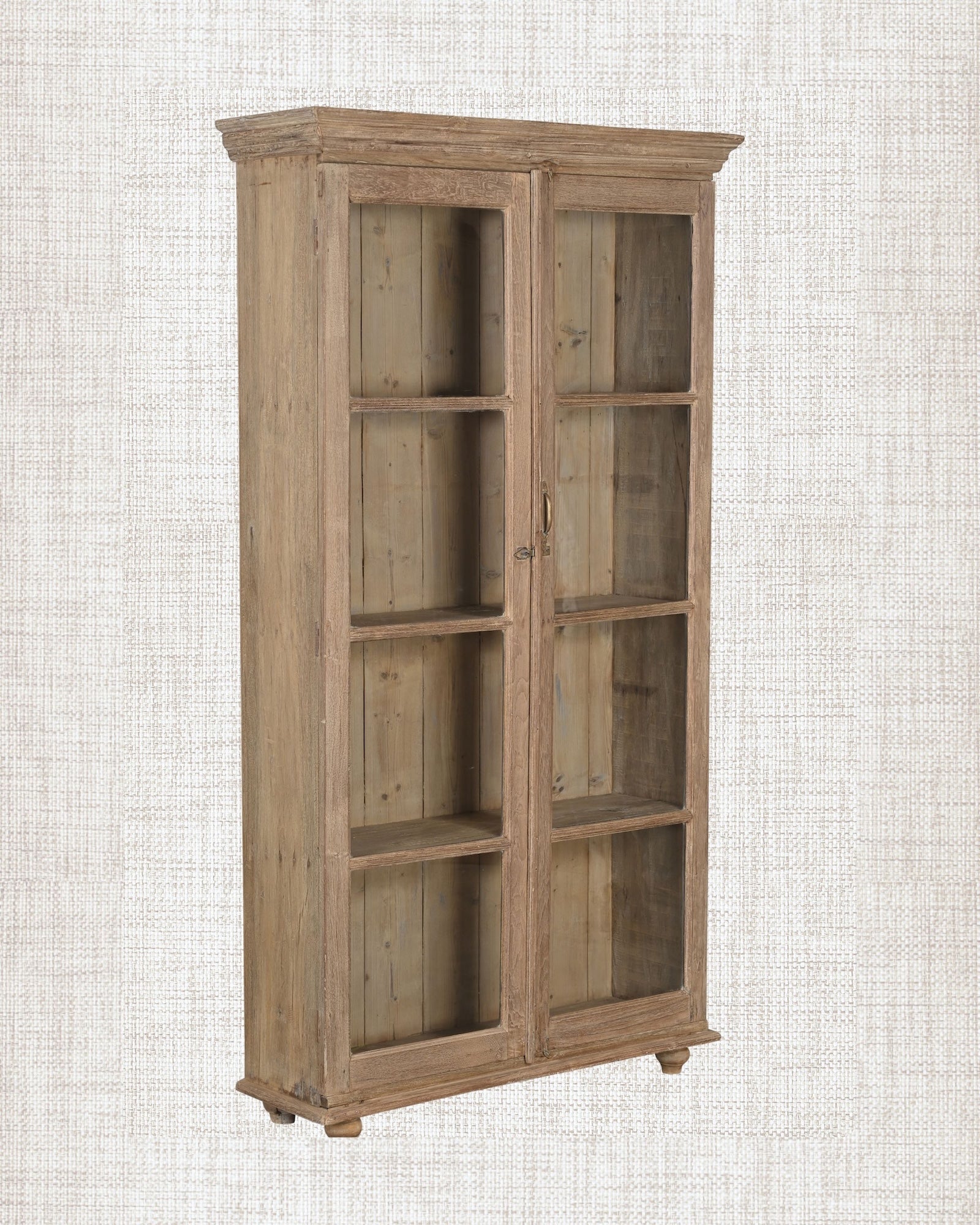 Antique Teak Wood Glass Almirah 15