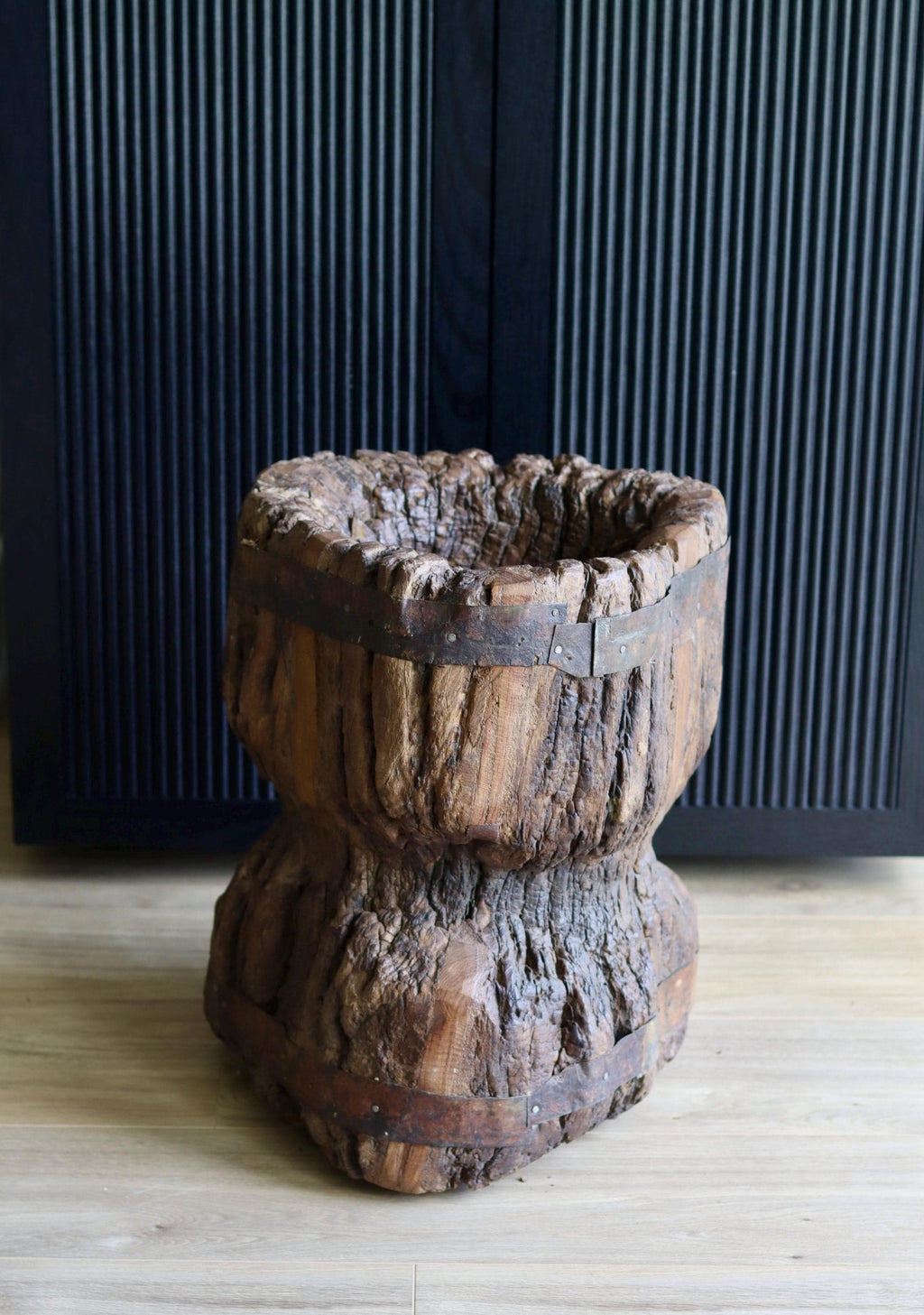 Large Vintage Rustic Side Table &  Heavy Ukhali Planter