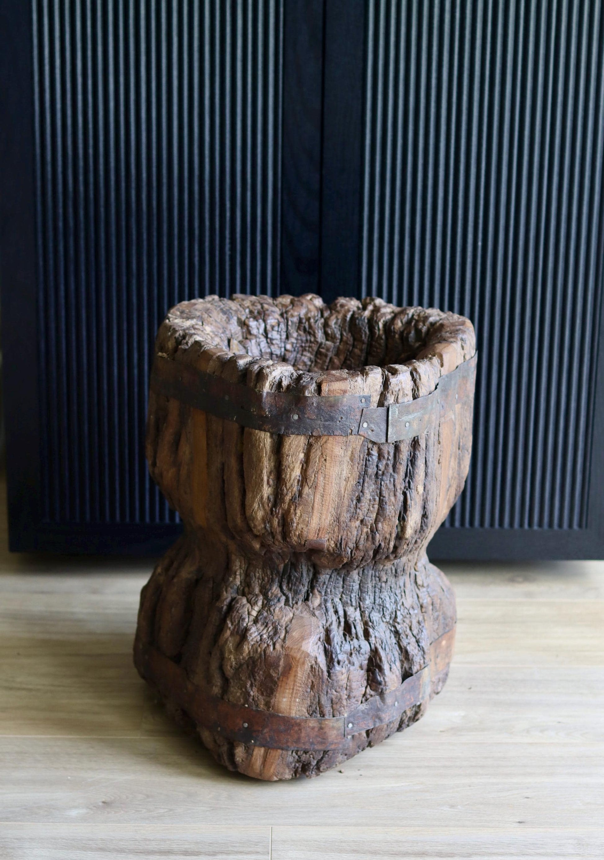 Large Vintage Rustic Side Table &  Heavy Ukhali Planter