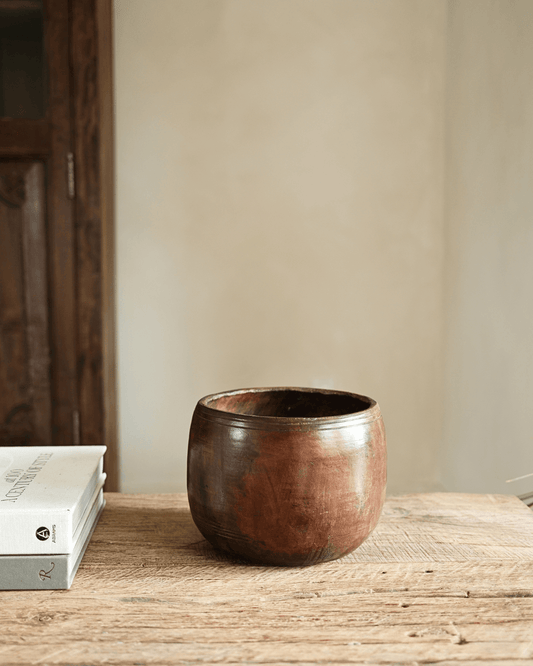 Rounded Wood Planter Bowl 6.2"