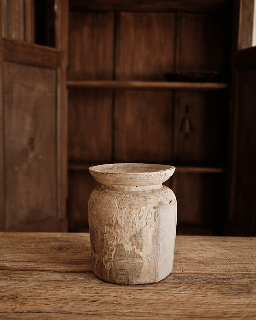 Hand Carved Teak Vessel 8"