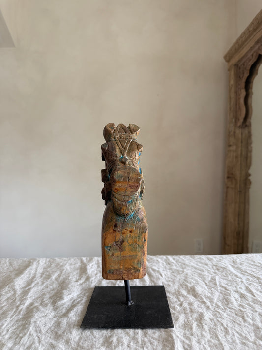Antique Wooden Horse Head Sculpture on Stand 7