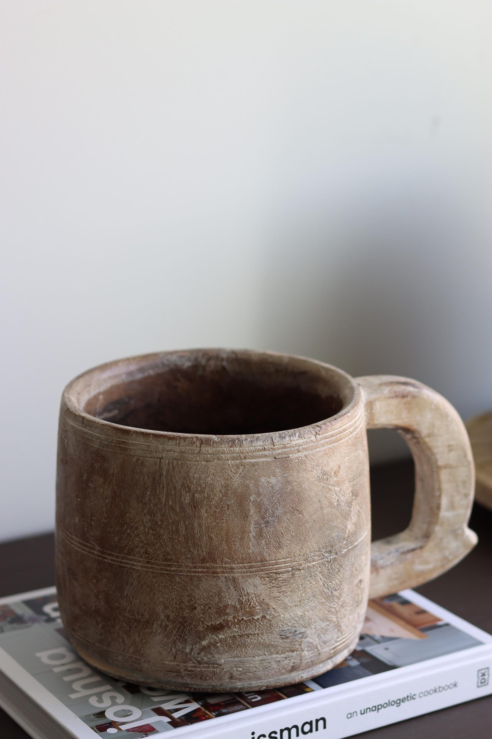 Vintage Wooden Maana Pot with Handle