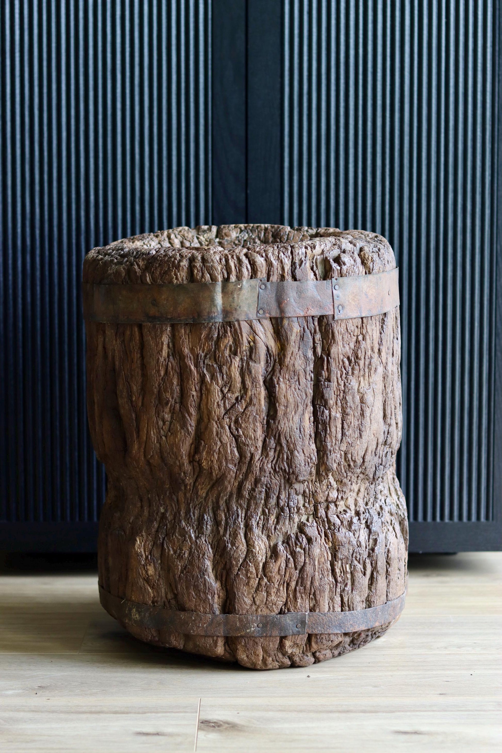 Large Vintage Rustic Side Table &  Heavy Ukhali Planter