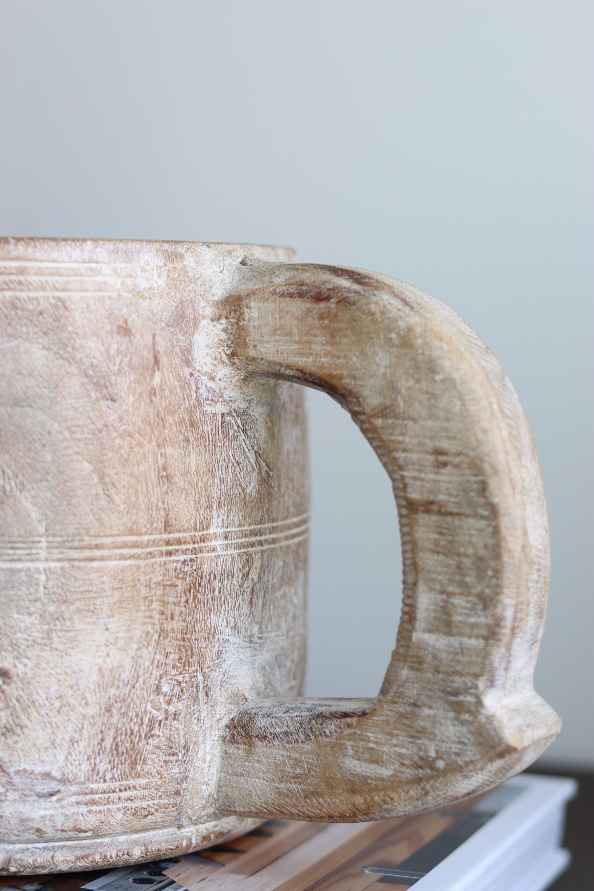 Vintage Wooden Maana Pot with Handle